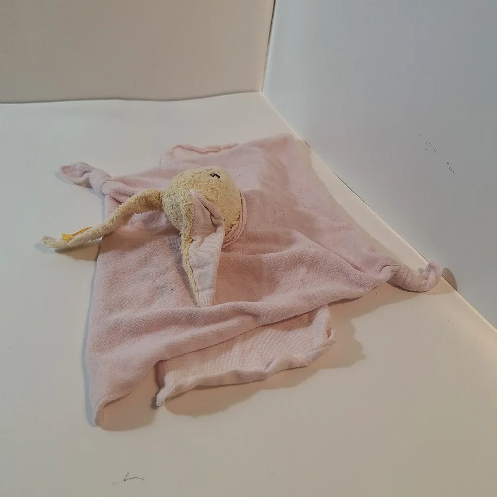 STEIFF BABY BLANKET‎ BUNNY RABBIT PINK Plush Stuffed Animal Lovey